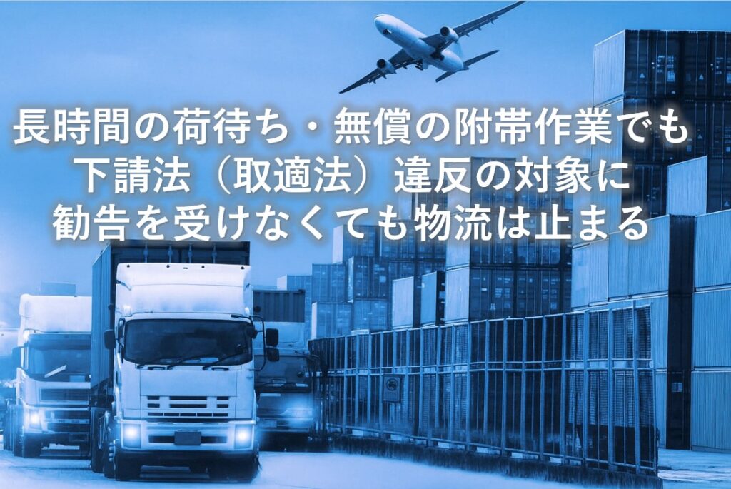 長時間の荷待ち・無償の附帯作業でも下請法（取適法）違反の対象に 